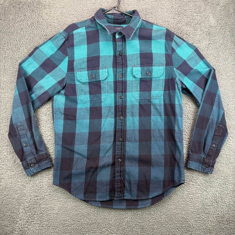 American Eagle Outfitters Mens Plaid Flannel Button Up Shirt Long Sleeve M